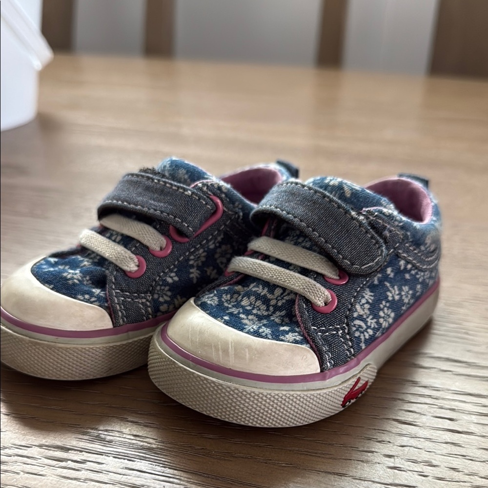 Blue and Pink Baby Walker Shoes with Velcro Straps
